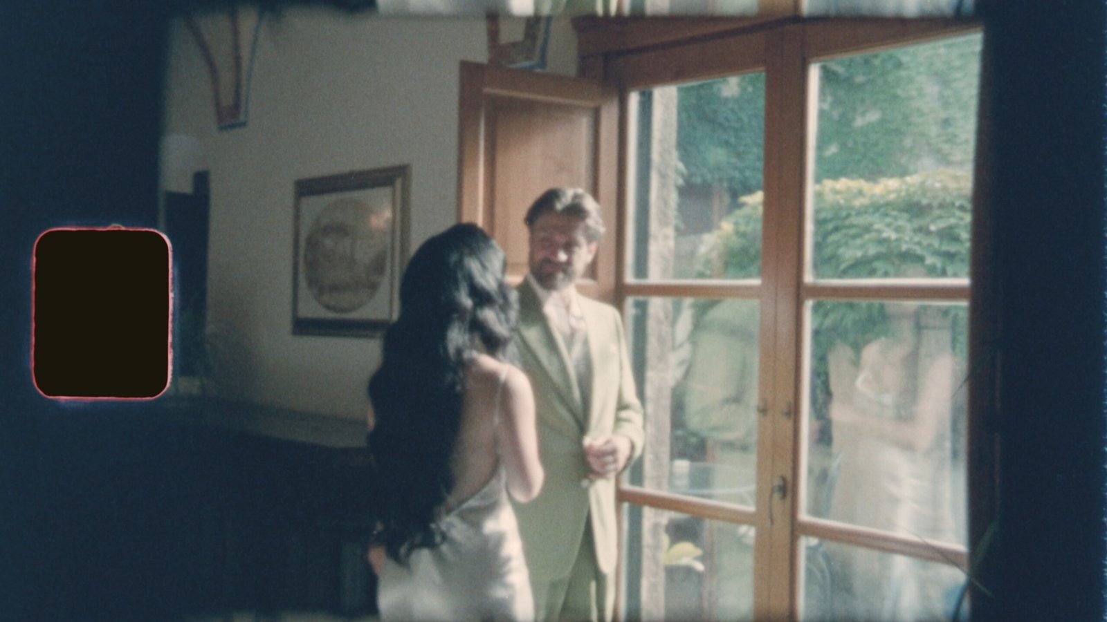 Super 8mm vintage film frame from a wedding shoot at Villa Cimbrone, Ravello (frame 4)