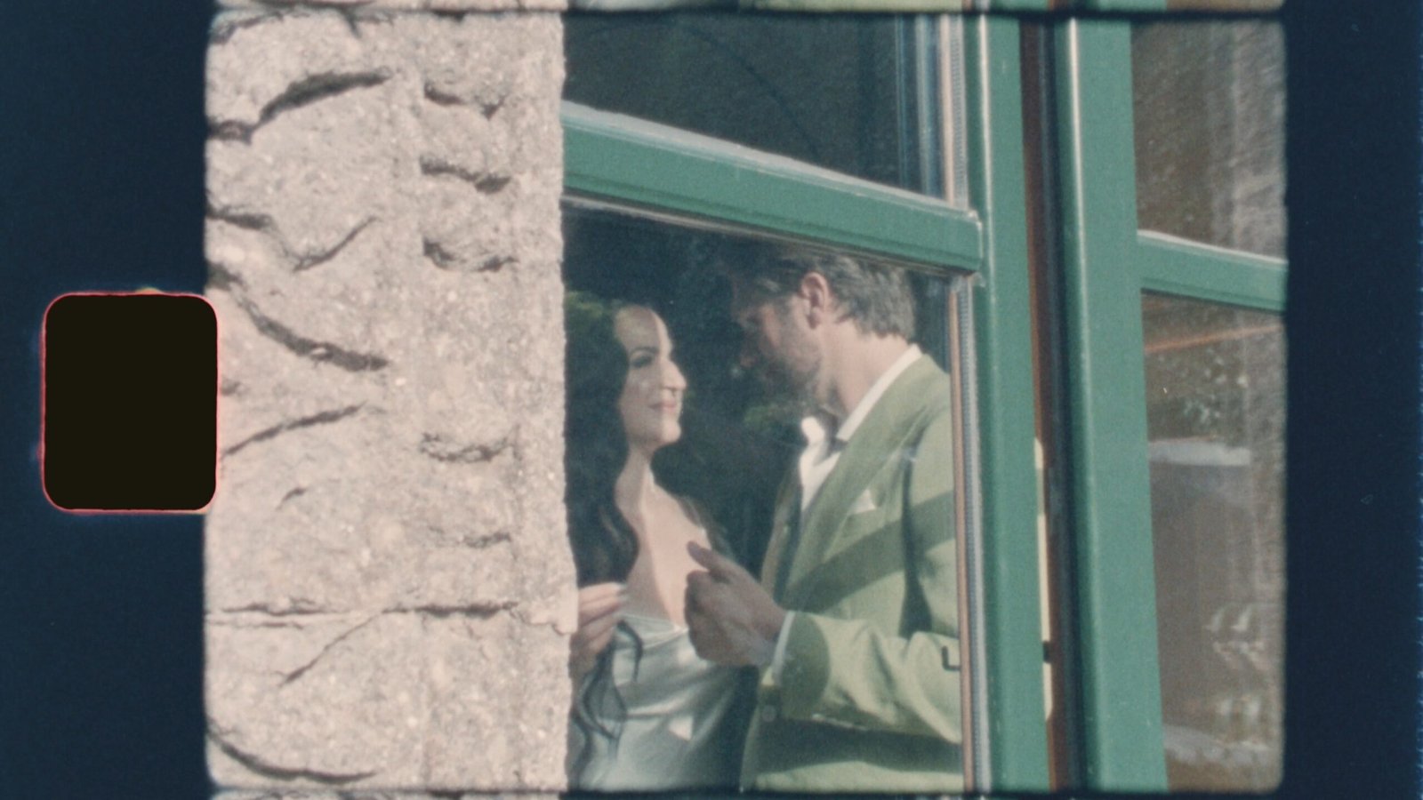 Super 8mm vintage film frame from a wedding shoot at Villa Cimbrone, Ravello (frame 5)
