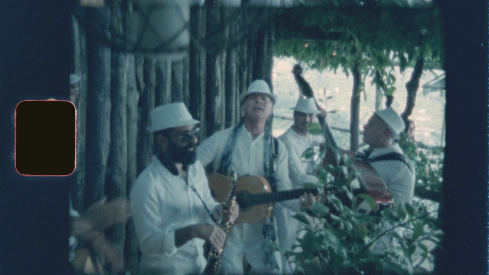 Super 8mm vintage film frame from a wedding shoot at Villa Cimbrone, Ravello (frame 8)